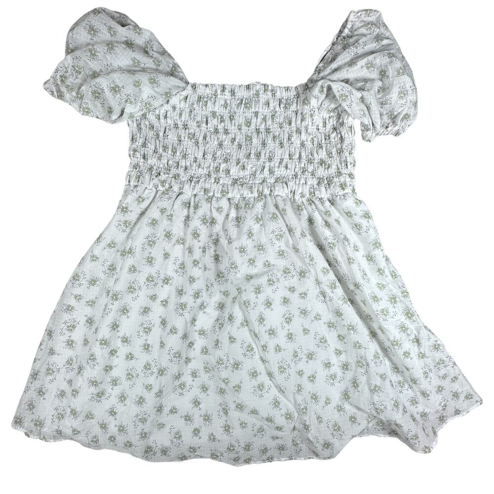 Celebrity Pink Cottagecore Green and White Puffy Sleeve Dress - Size XXL